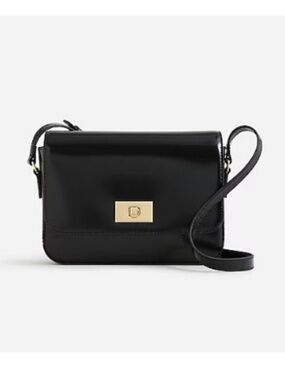 J Crew Black Edie Italian Leather Crossbody Bag